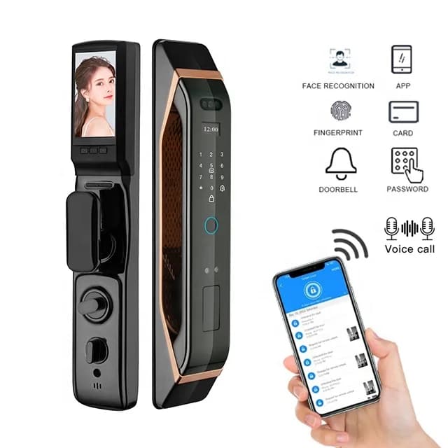 Serratura digitale per riconoscimento facciale 3D esterno Cerradura Telecamere Wifi Citofono di sicurezza biometrico per impronte digitali Serratura intelligente