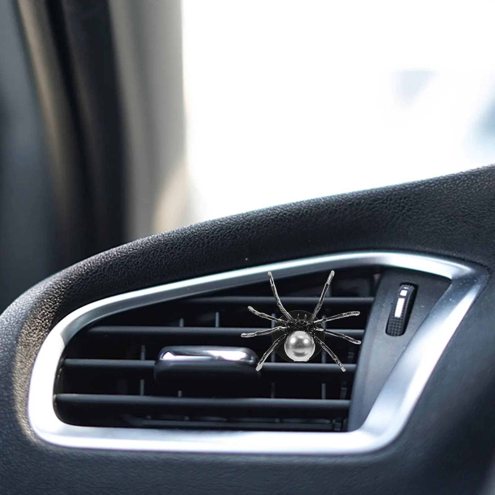 2 Pezzi Clip per Bocchette d'Aria Auto a Forma di Ragno con Strass Argento Glitterato, Diffusori Gotici per Auto, Deodorante per Interni Auto, Accessori Halloween