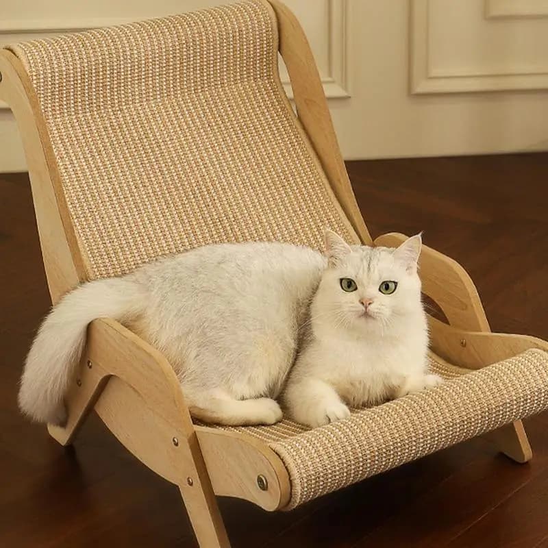 Sedia per Gatti in Sisal Personalizzabile, Poltrona in Legno Multifunzionale Pet-Friendly, Tiragraffi per Giocare