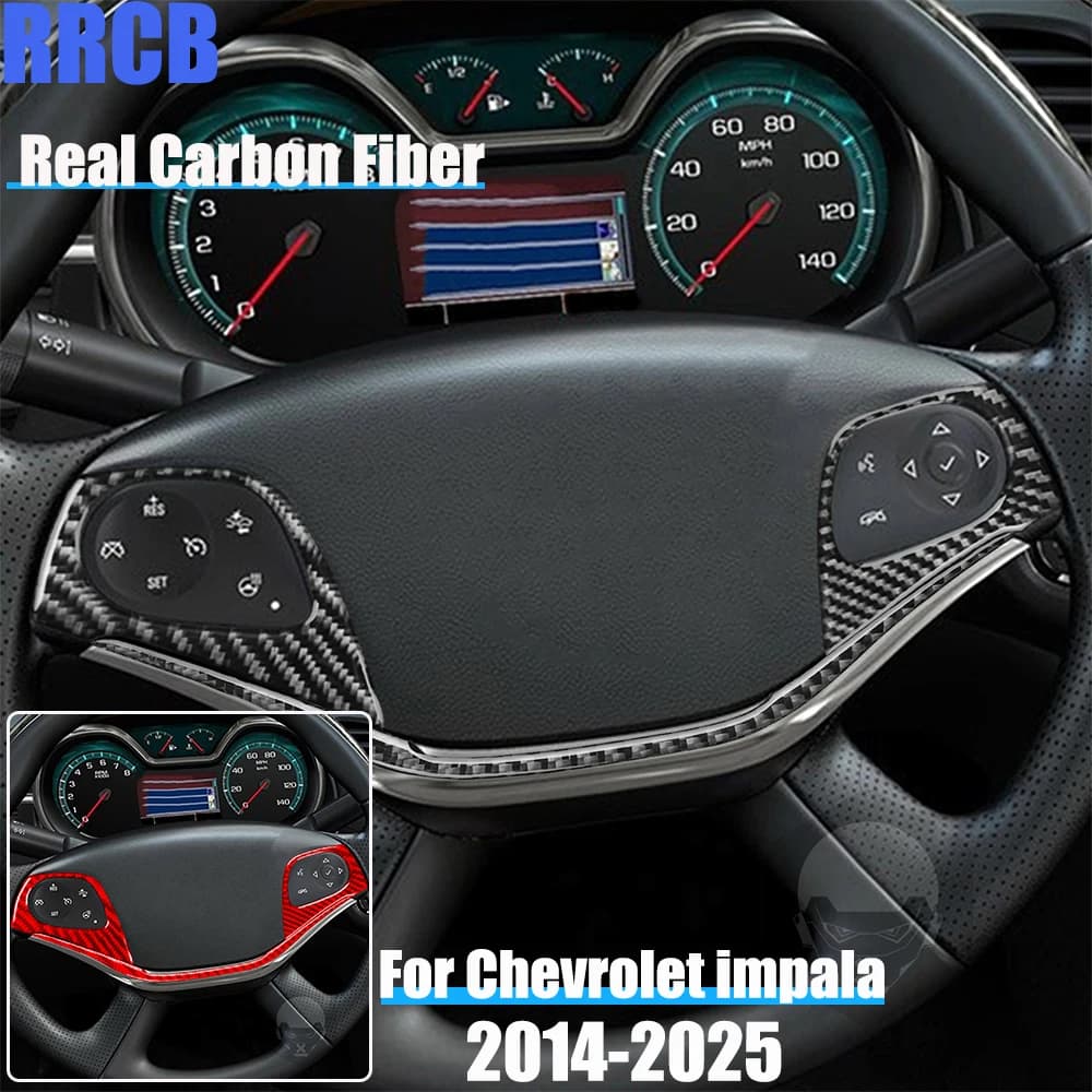 Accessori per auto in vera fibra di carbonio Set volante Rivestimento decorativo Adesivo per copertura morbida per Chevrolet Impala 2014-2025