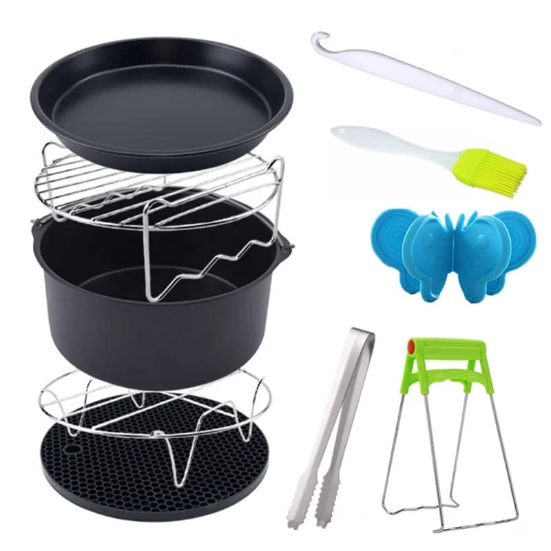 10 pieces of 6 inch/16 cm air fryer accessories, pizza safety board, 3.7-5.8 qt frying kitchen utensils
