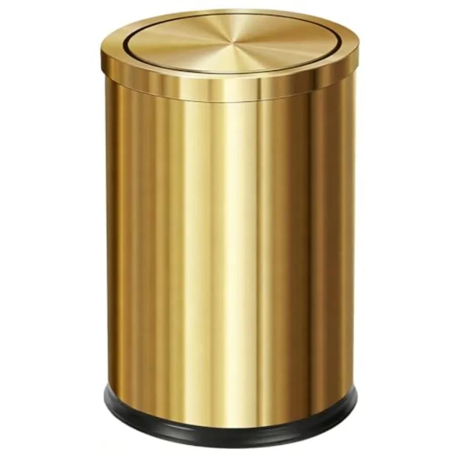 Cestino per rifiuti in acciaio inossidabile color oro con coperchio ribaltabile da 2,4 galloni, anti-impronta, per cucina e bagno