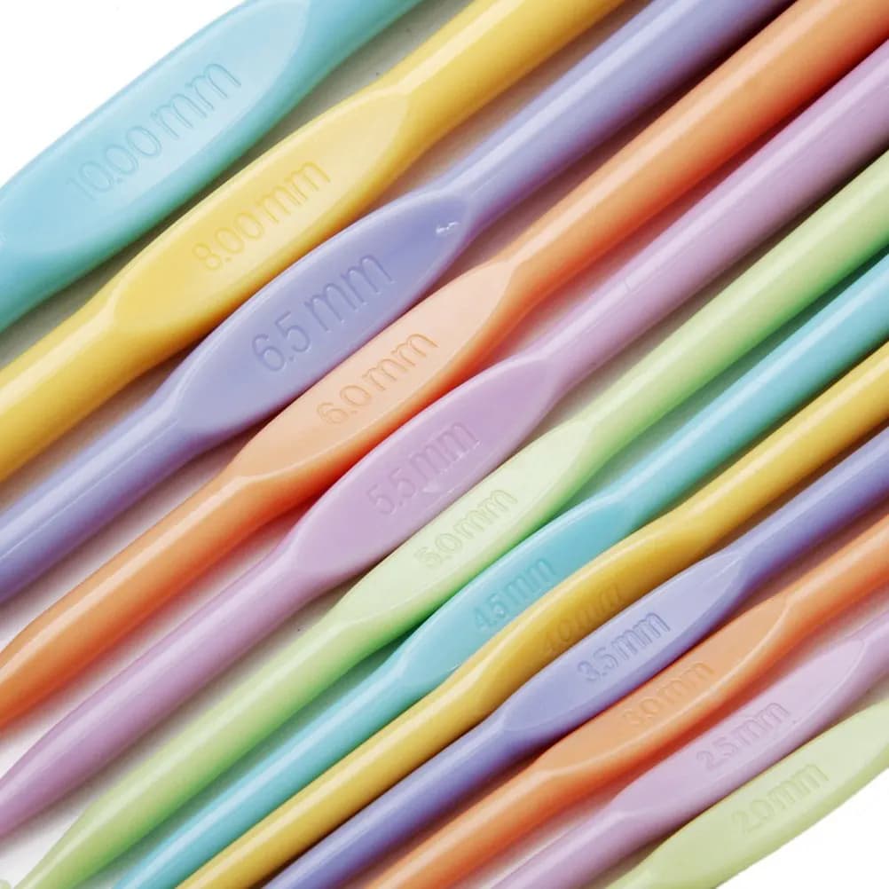 Set di 12 Uncinetti Colorati da 20-100mm con Manico Ergonomico, Aghi per Lavoro a Maglia, Strumenti per Maglioni, Cappelli e Scarpe per Bambini