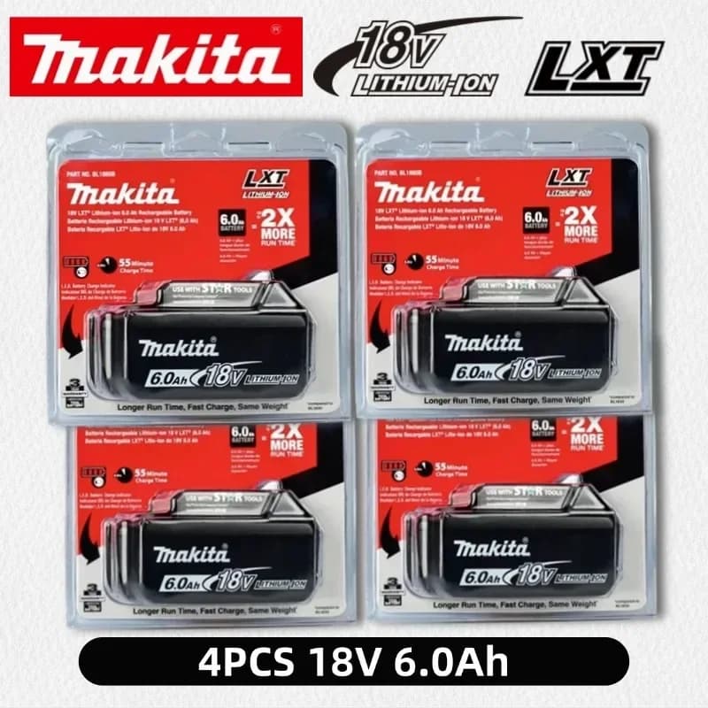 Batteria Makita 100% Originale, 18V 6.0Ah Ricaricabile, Sostitutiva per Makita BL1830B L1840B L1850B L1860B, Batteria per Utensili Elettrici