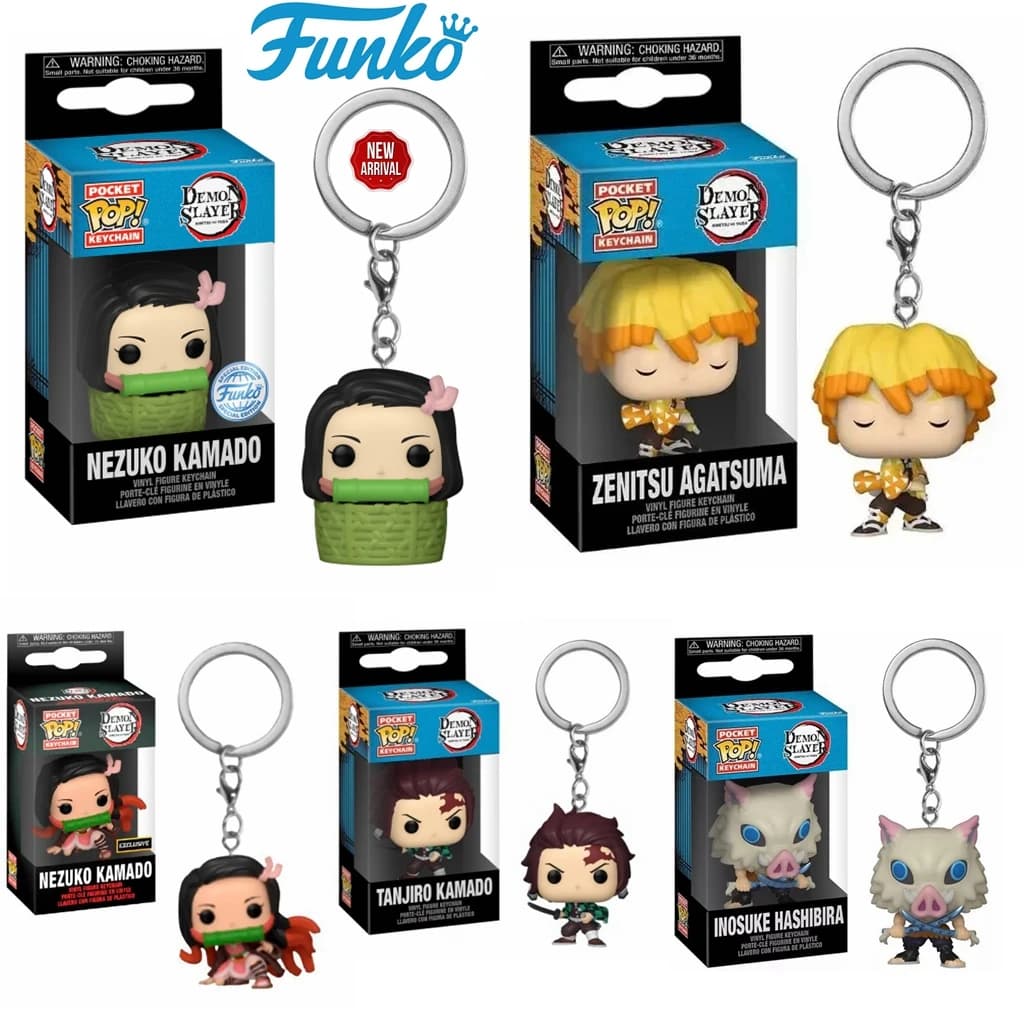 FUNKO POP Demon Slayer NEZUKO KAMADO ZENITSU AGATSUMA TANJIRO INOSUKE HASHIBIRA Pocket Pop Portachiavi Collezione Modello Bambola Giocattolo
