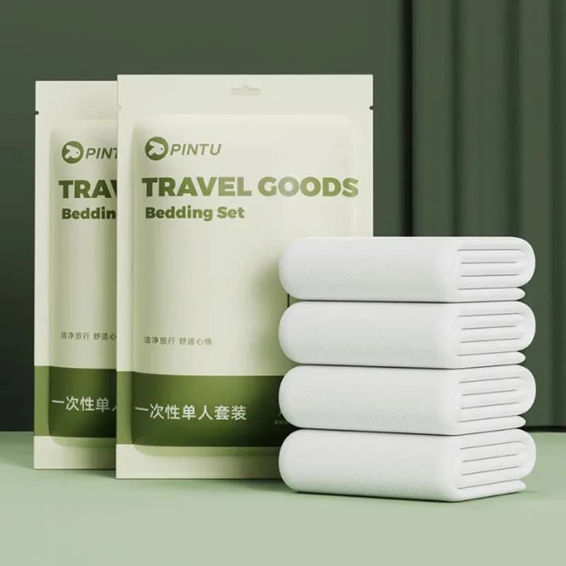 Federa per asciugamano da viaggio usa e getta portatile, set da 2/4 pezzi addensato, biancheria da letto per hotel da viaggio, mantiene pulito