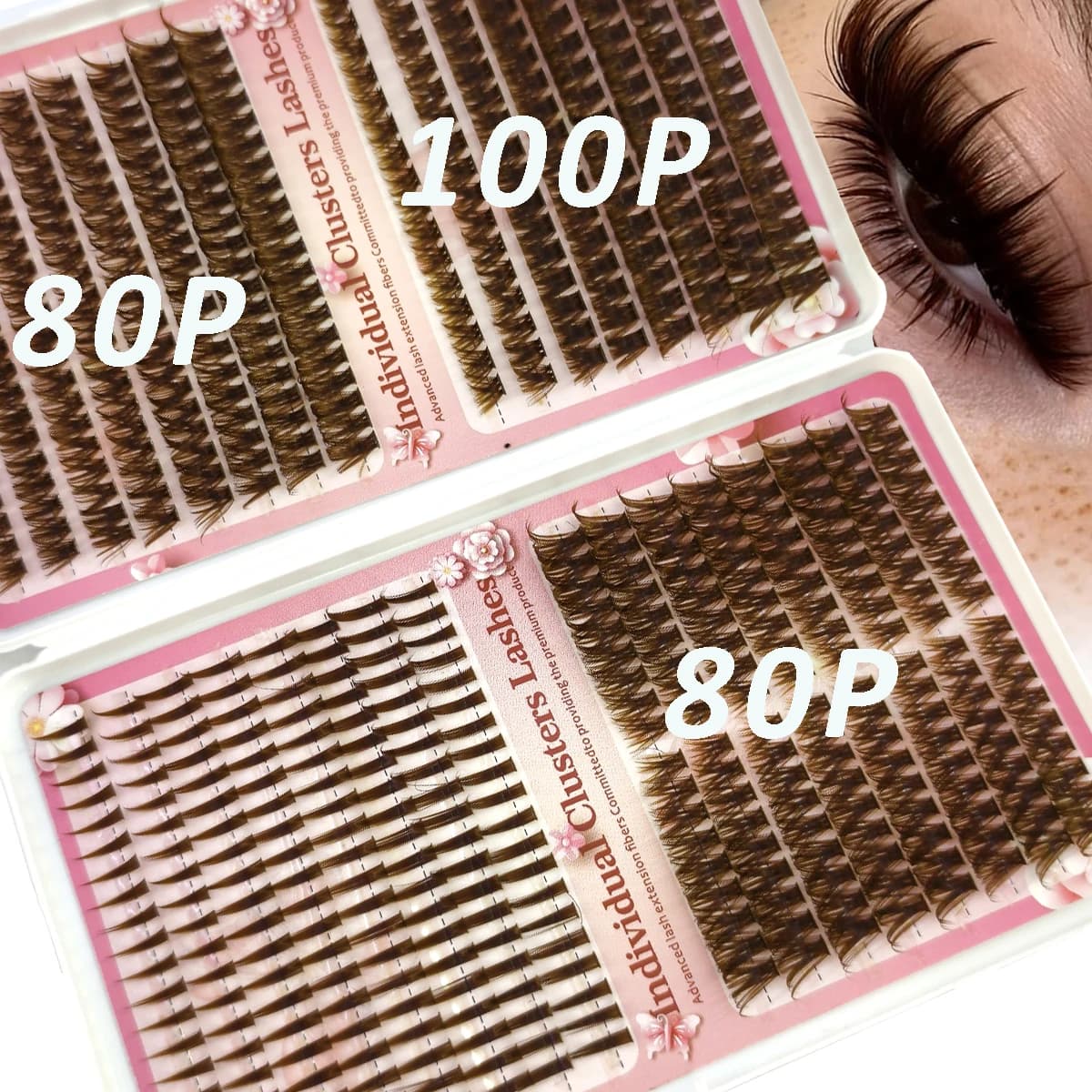 HBZGTLAD 32rows Spikes 80P100P Brown eyelash clusters naturally faux cils eyelash extensions Wispy Lashes