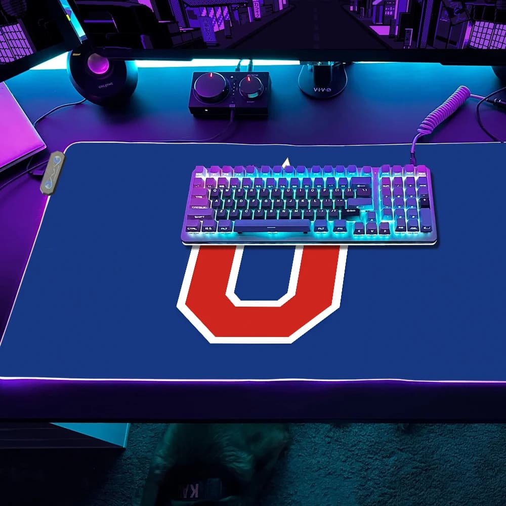 Tappetino per mouse da gioco Tappetini da tavolo a LED Retroilluminati in gomma da calcio DD-De Desktop XXL Tappetini da scrivania RGB Cile Micro U--U-Universidad C-Club USB