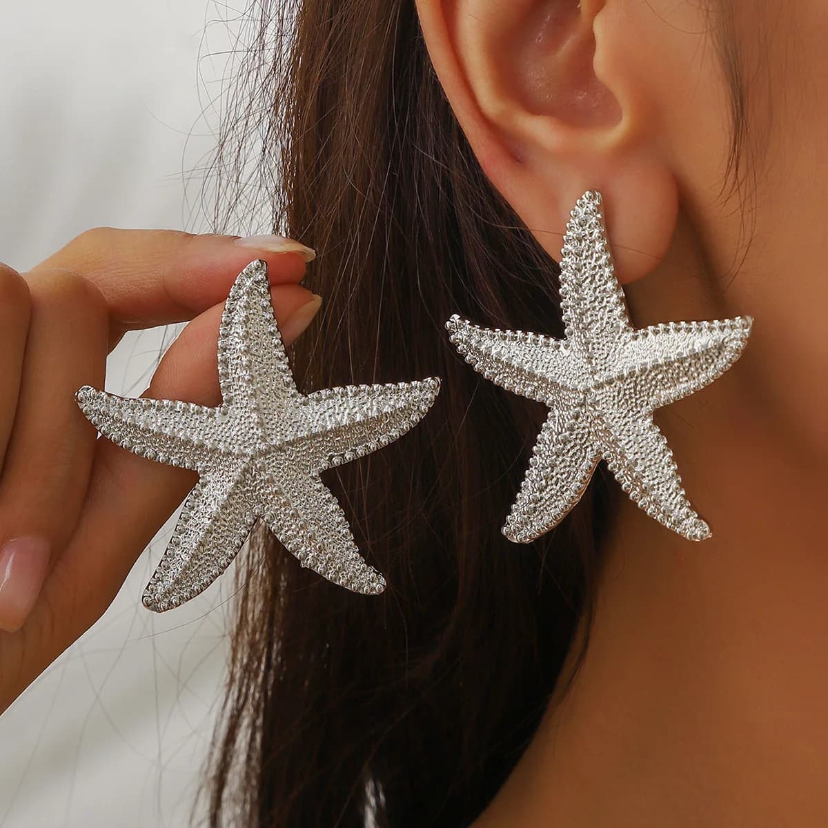 Orecchini con stelle marine in stile europeo e americano AliExpress transfrontalieri, tendenza della moda esagerata, orecchini da donna semplici e irregolari