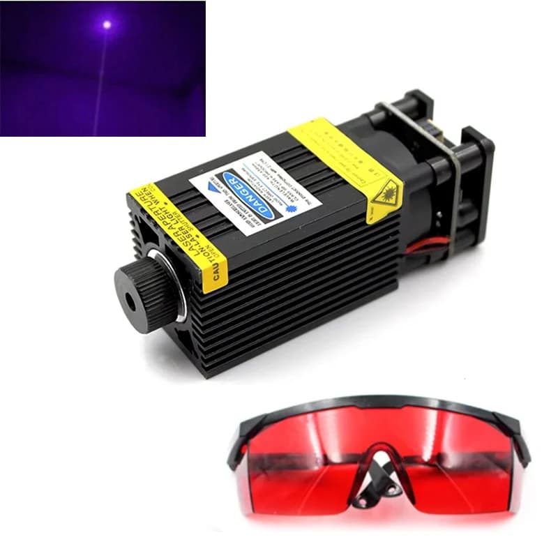Modulo laser a punti viola/blu con messa a fuoco regolabile 405nm 500mW per incisione scolpita con occhiali di sicurezza
