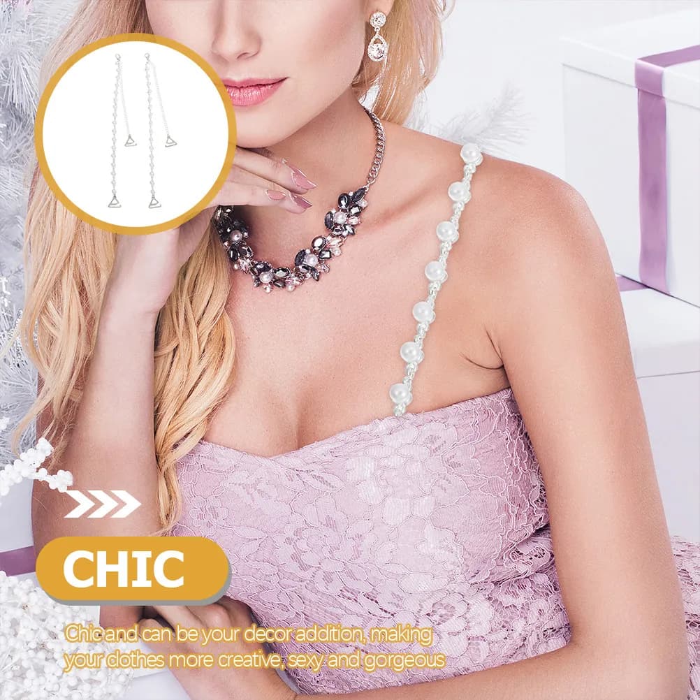 1Pair Exquisite Rose Flower Pearl Bra Straps Alloy Non-Slip Underwear Strap Accessories Chic Bra Strap Holders for Women