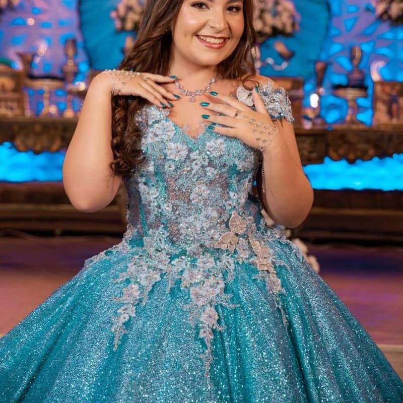 Abiti Quinceanera blu scuro lucidi personalizzati con spalle scoperte Tull applique in pizzo di cristallo Vestido De 15 Quinceanera
