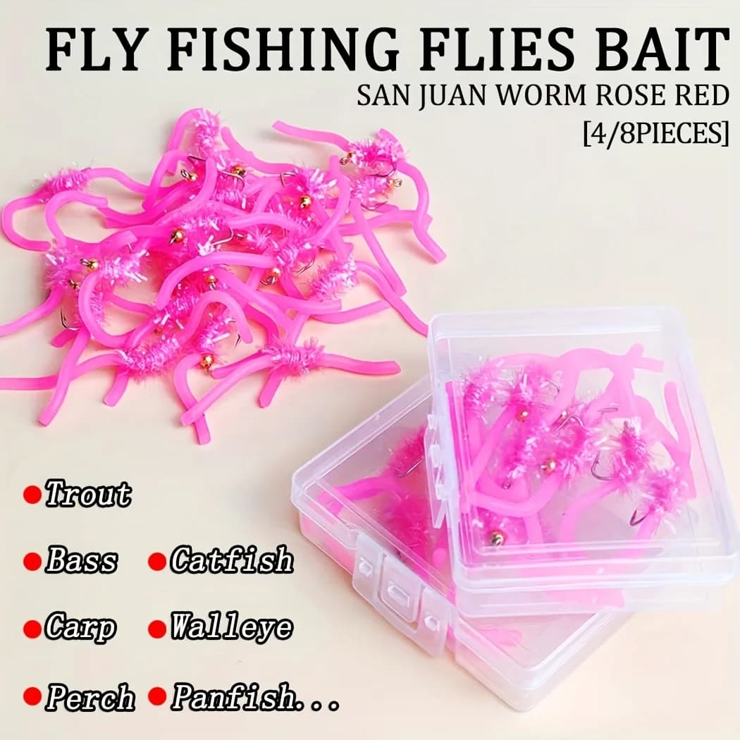 Verme artificiale San Juan Bait-4/8PCS-Perline in ottone Testa Squirmy Verme Pesca a mosca Mosche Trota Ninfi # 10