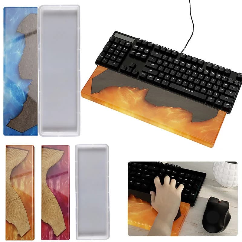 Stampo in resina epossidica di cristallo per poggiamano per tastiera rettangolare, tastiera meccanica fai da te, poggiapolsi, poggiapolsi, stampo in silicone per decorazioni per la casa