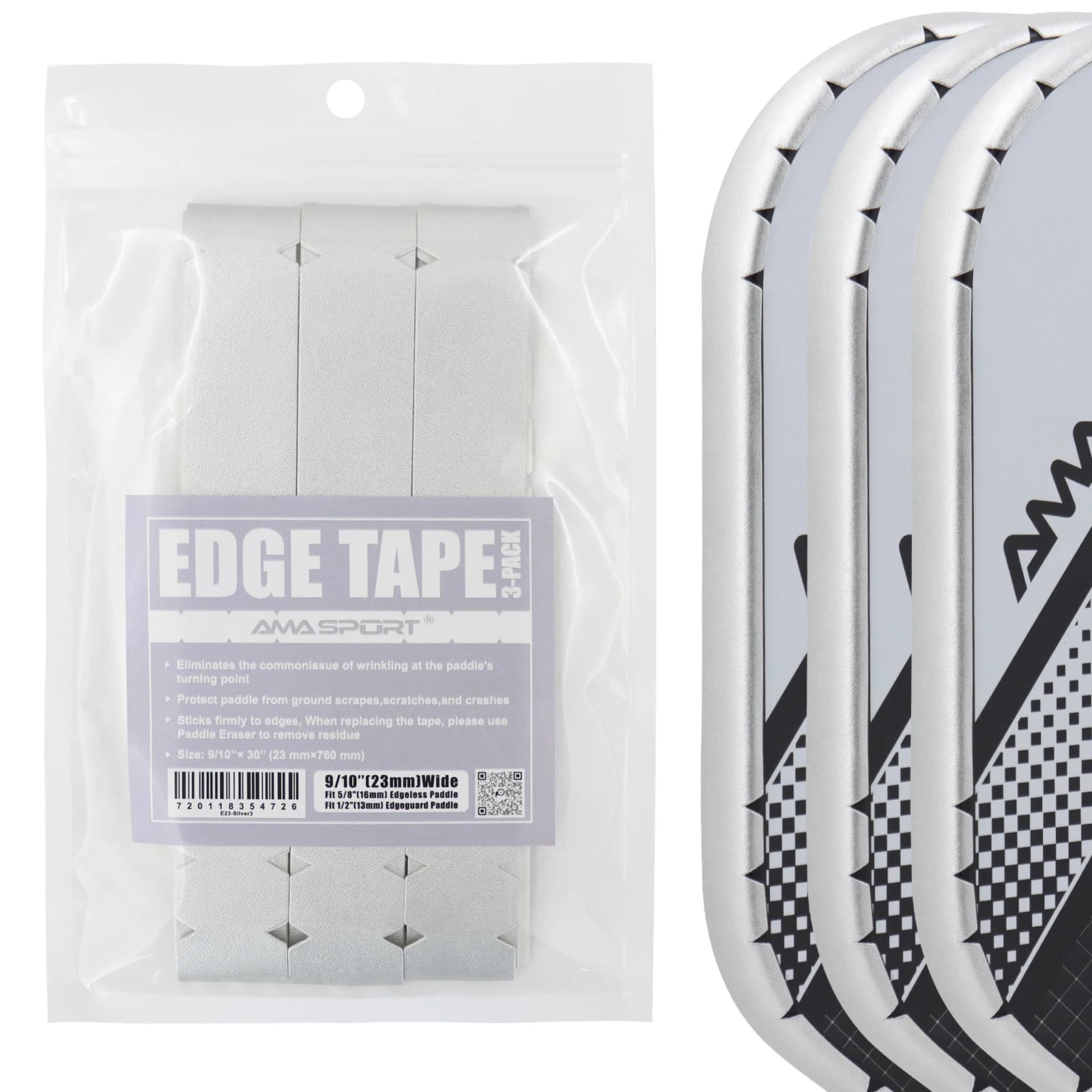 Nastro Protettivo per Bordi Racchetta Pickleball AMA SPORT, Perfettamente Curvato, Materiale Resistente all'Usura, Attrezzatura per Allenamento Pickleball