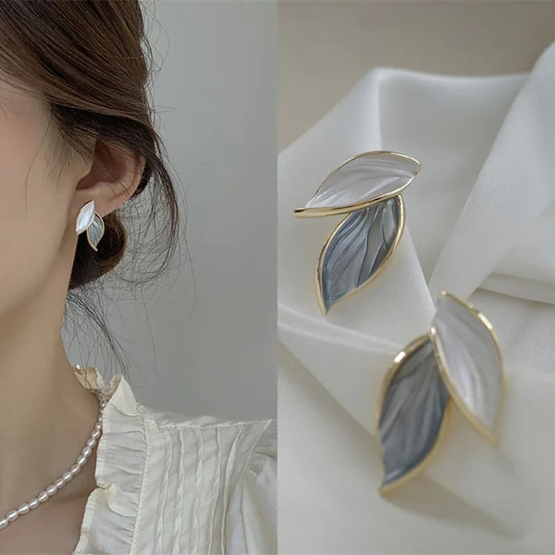 Nuova tendenza della moda S925 ago d'argento design unico romantico squisito semplice albero blu foglia orecchini gioielli da donna regalo del partito