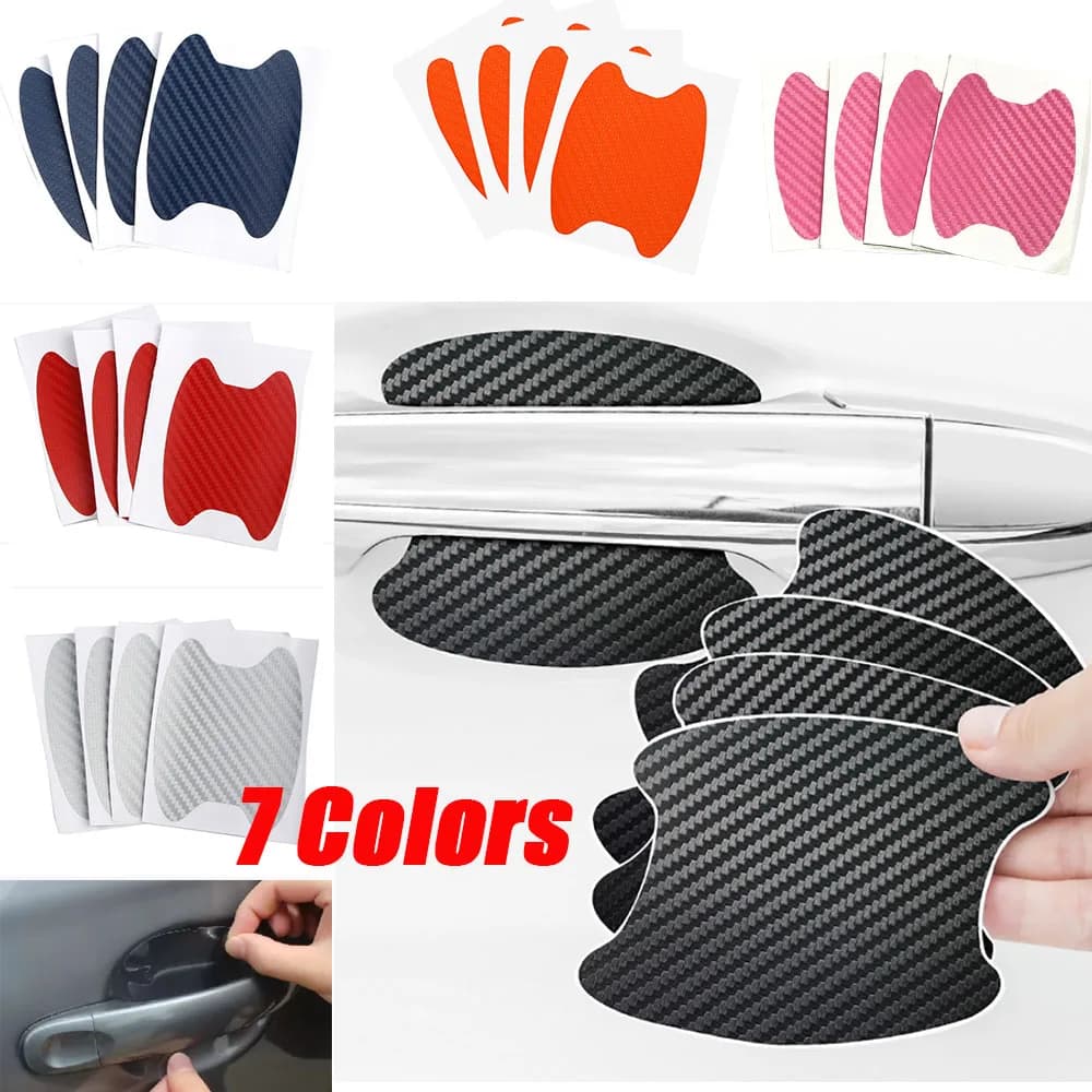 Adesivi per auto Maniglia per porta Copertura resistente ai graffi Protezione in fibra di carbonio Accessori esterni Autos Accesorio Trim Set da 4 pezzi