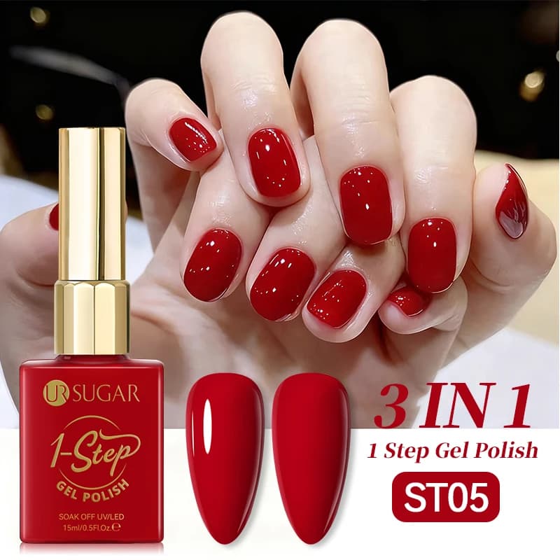 UR SUGAR 15ml Red 1-step Gel Polish 3 IN 1 Gel Nail Polish Soak Off LED UV Gel Nail Varnishes No Need Base Top Coat Gel Nail