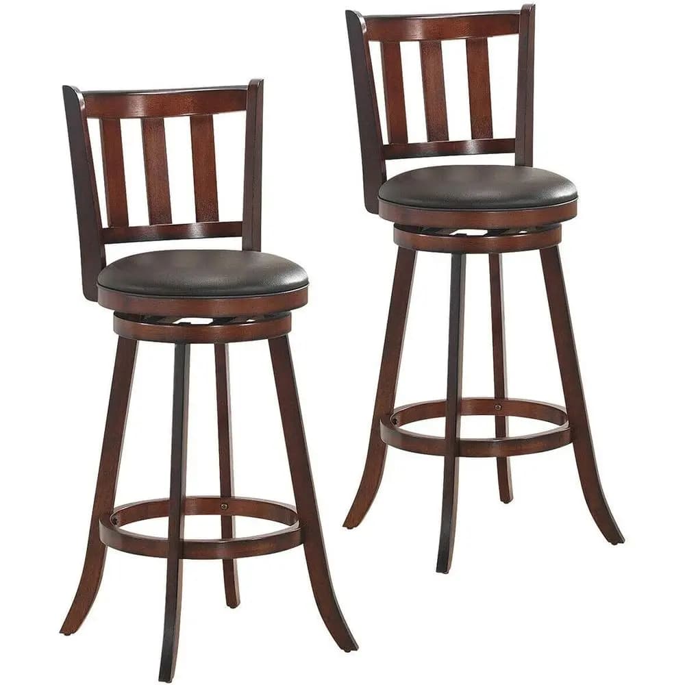 Set di 2 sgabelli da bar, sedia da pranzo a altezza bancone, rivestimento in tessuto, girevole a 360 gradi, sedile imbottito in PVC, perfetti per sala da pranzo e soggiorno