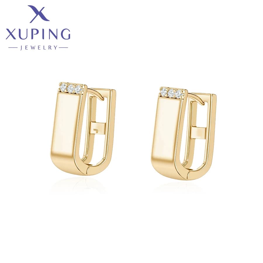 Xuping Jewelry New Arrivals Earrings Simple Color Gold Clear for Women and Ladies, Gifts for Celebrations X000643738
