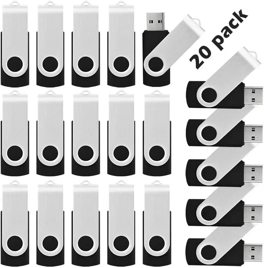 Confezione da 20 Chiavette USB 3.0 da 16GB Girevoli per Archiviazione Dati, 360° ° Design Girevole Senza Tappo