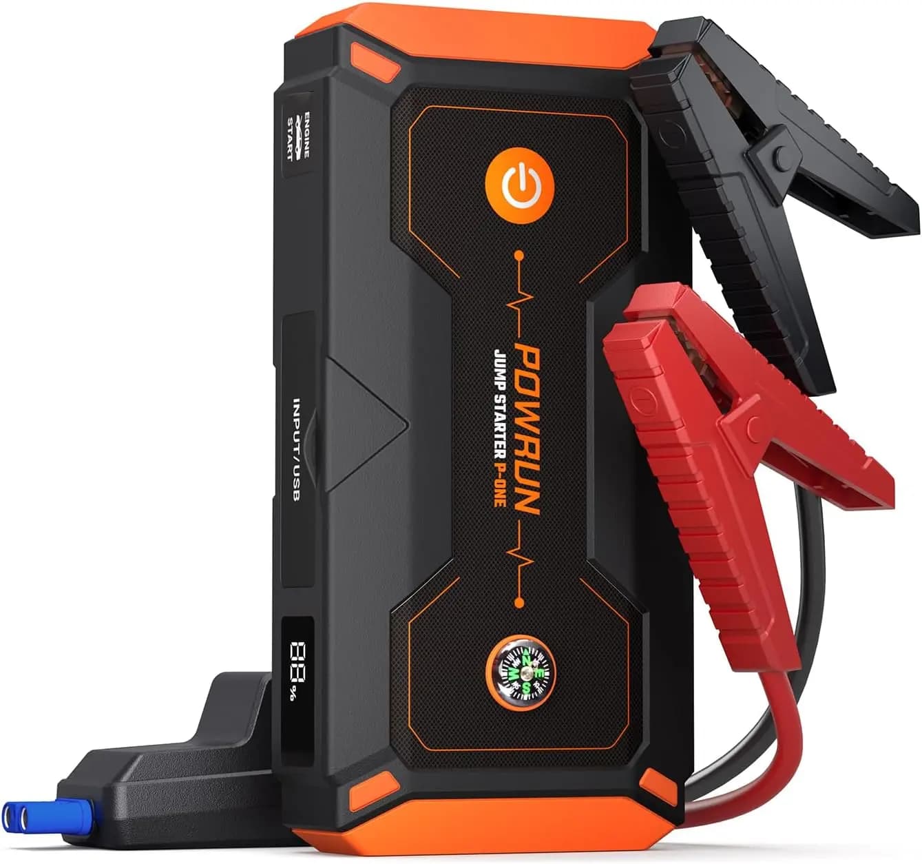 Avviatore di Emergenza Portatile 2000A per Auto fino a 8.0L Benzina e 6.5L Diesel, con Power Bank e Luce LED