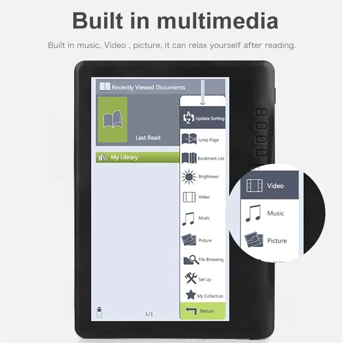 DT90 New Portable 7inch Ebook Reader Colorful Screen Supports Memory Card Digital Book Read E‑Book Reader Reader 4G