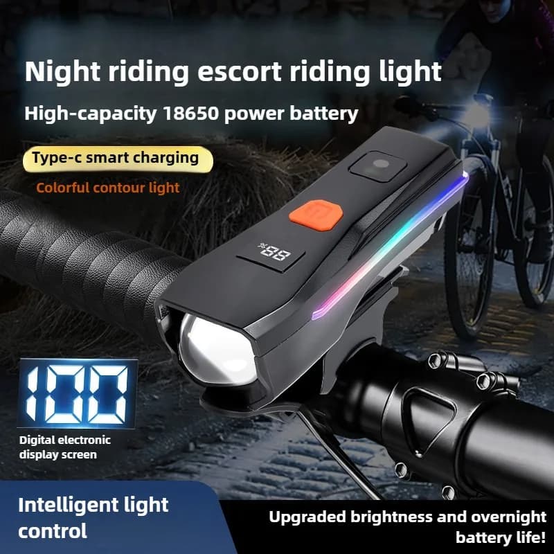 Front light for bikes with intelligent light detection Recharge type C Portable cycling flashlight for quick release bicycle