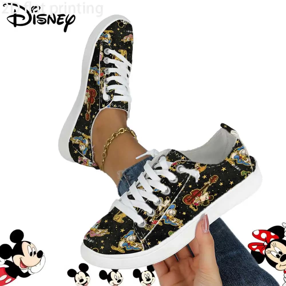 Disney sneakers with classic characters and starry sky – Breathable skate shoes with laces