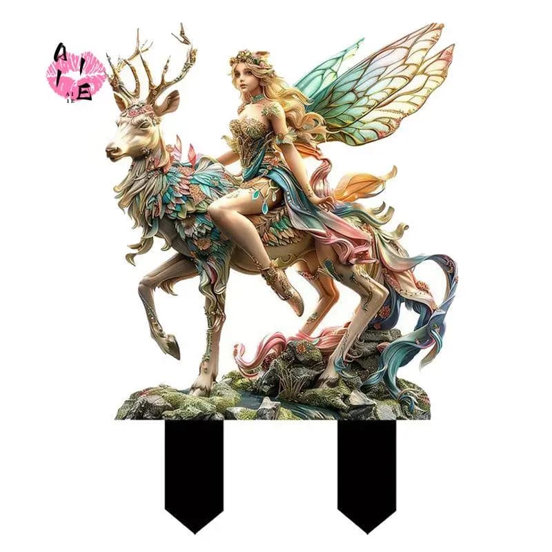 A11E-Forests And Magic Deer Garden Card Acrylic Courtyard Ground Card Potted Plant Decoration Scene Embellishment