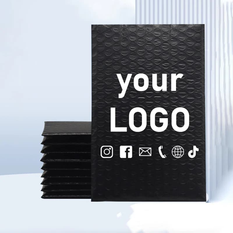 50 Black Bubble Envelope Bags, Express Bubble Bags, Shockproof and Waterproof Packing Bags with Printed Logo