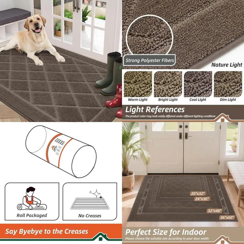 Anti-slip Carpet Washable 36x60 Inch, Anti-slip Mat for Input, Fango and Zampe Protection, Clear Brown