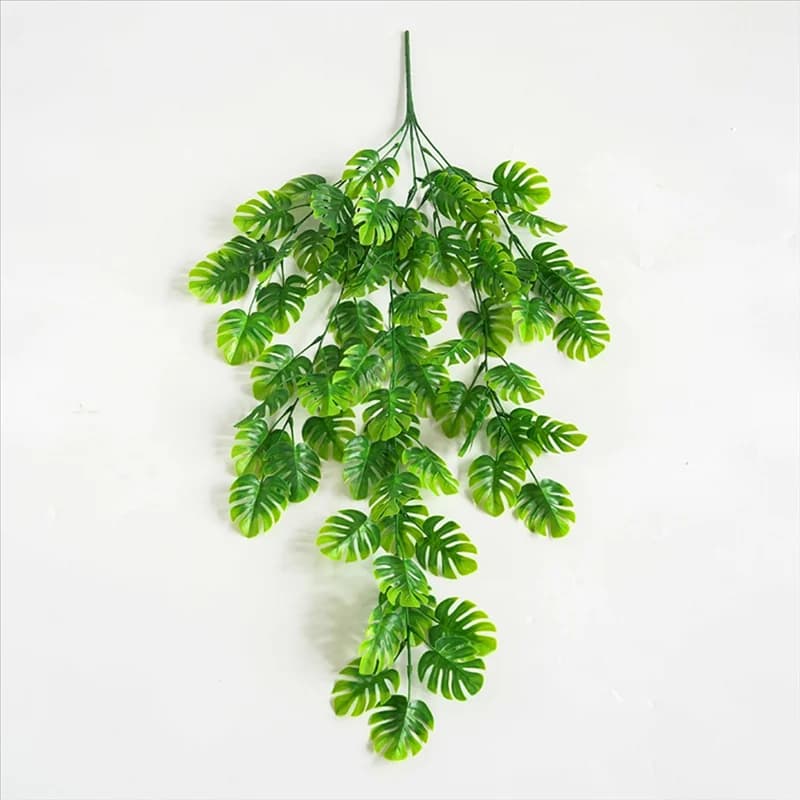 HITL Small Silk Tropical Palm Leaves Vine Artificial Turtle Leaf Rattan Plants Wedding Home Wall Hanging Decoration