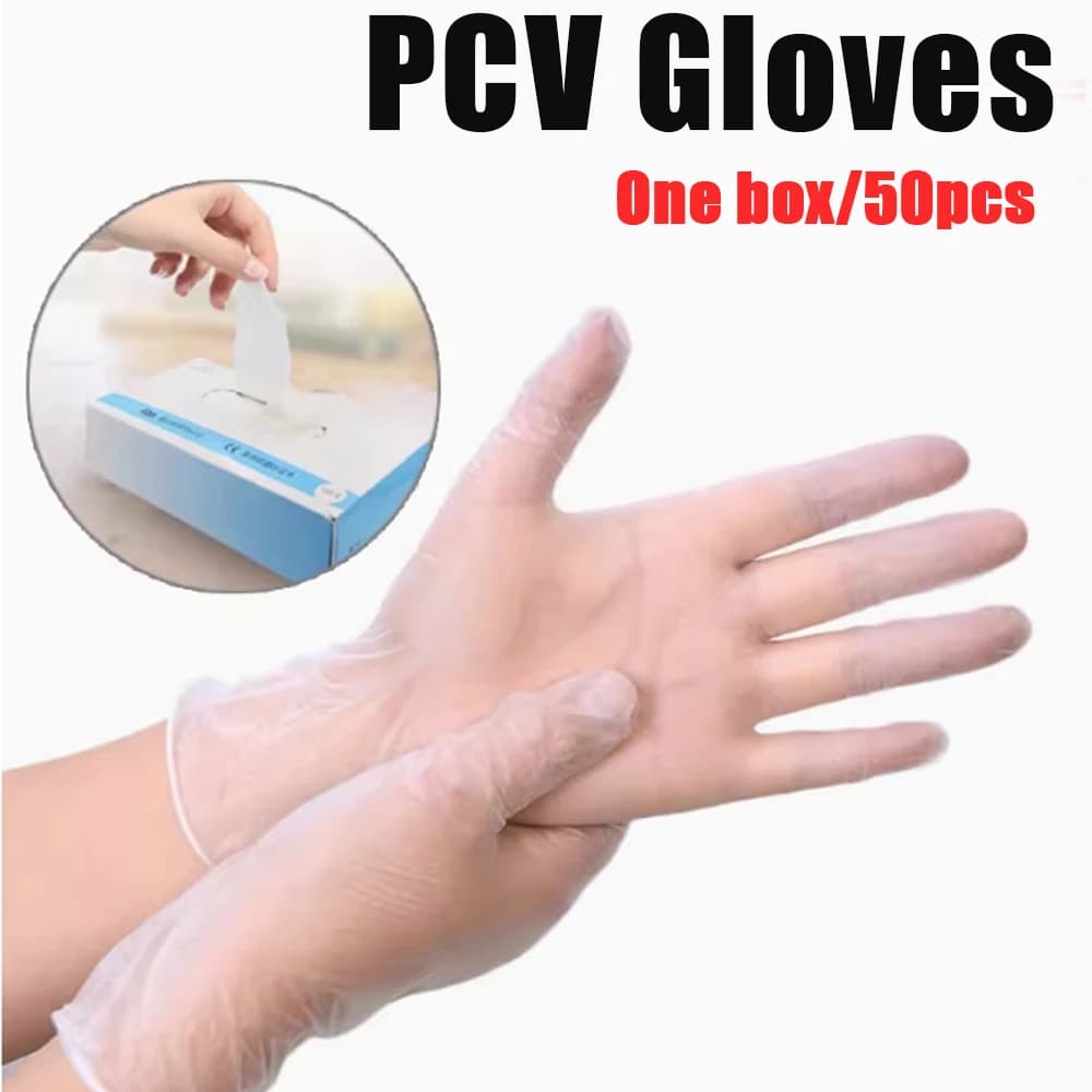 50 paia di guanti monouso realizzati con guanti per pulizia multifunzionali in lattice trasparente addensato in PVC
