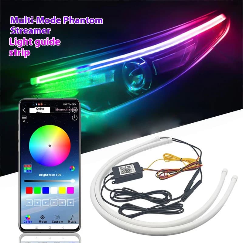 Strisce luminose a LED per auto da 2 pezzi Strisce flessibili per fari a LED con indicatori di direzione Luce gialla Striscia di luci di marcia diurna per auto impermeabile