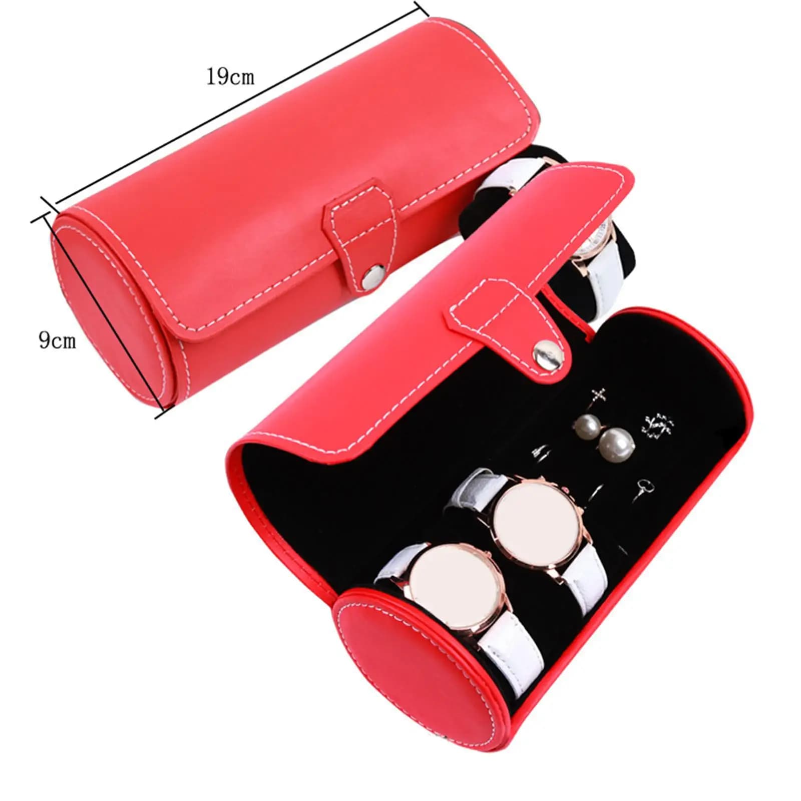 Custodia per orologi, custodia organizer per orologi in pelle PU a 2 scomparti, per regali da uomo e da donna
