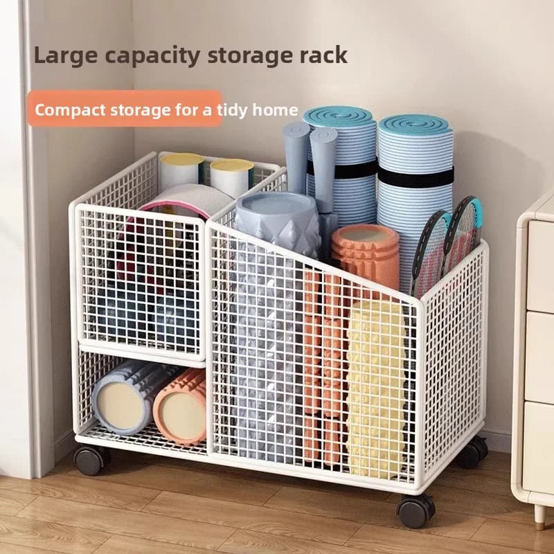 Fitness Equipment Organizer, Yoga Mat Holder, Sports Equipment Rack, Basketball and Manubri Basketball Storage Basket