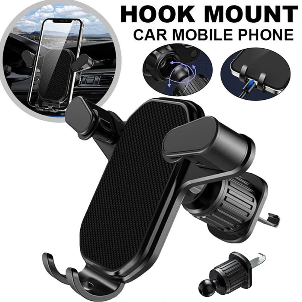 Clip-On Car Air Vent Phones Holder 360° Rotating Adjustable Navigation Stand Anti-Shake Phones Mount for iPhone Samsung Android