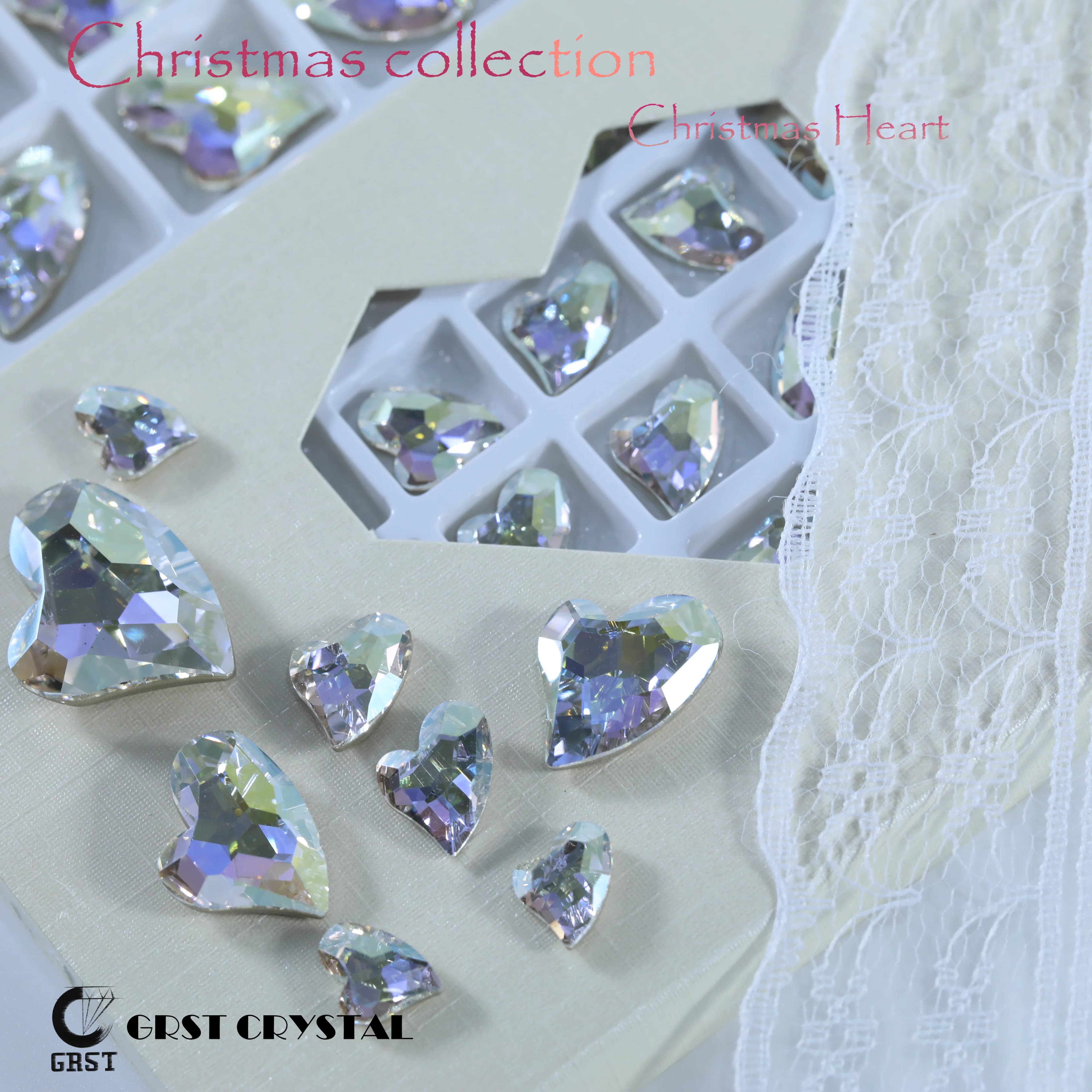 Shiny Christmas Heart Fancy Stone Rhinestones Point Back Crystal DIY Craft Nail Art Hair Ornaments Bags Wedding Dress Garment