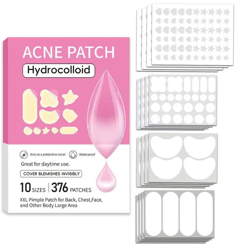 104/376 pieces hydrocolloid patches for bulky pimples - invisible cover for multi-form acne for removal of face body chin imperfections