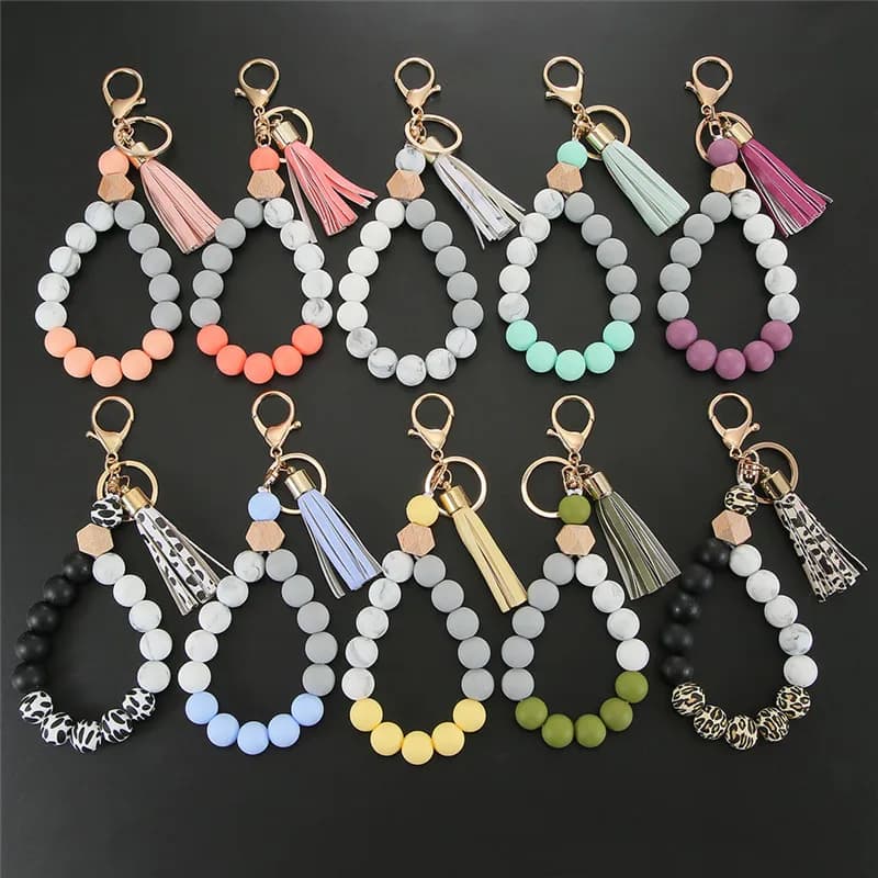 1 pz Silicone perline nappa portachiavi aragosta chiusura ciondolo portachiavi braccialetto portachiavi per le donne accessori gioielli