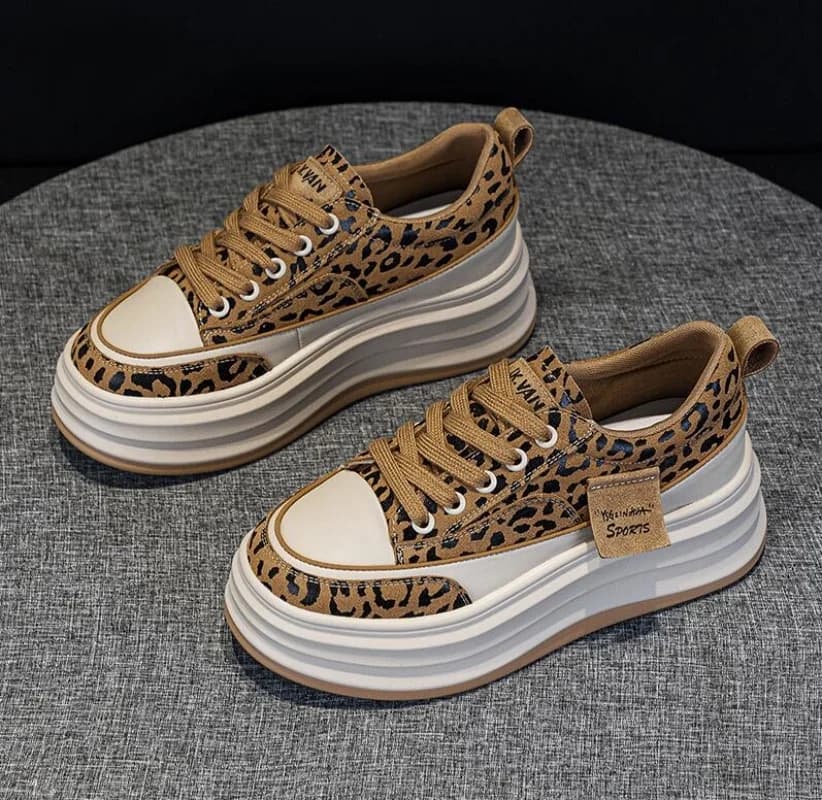 2026 7cm Genuine Leather Women's Fashion Sneakers Platform Wedge Hidden Heel Summer Shoes Mixed Color Vulcanized Ladies Footwear