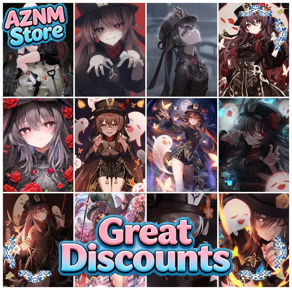 Genshin Impact Hu Tao Anime Diamond Embroidery Painting Personaggi Popolari del Gioco Pittura a Mosaico Punto Croce Artigianato Decorazione Casa