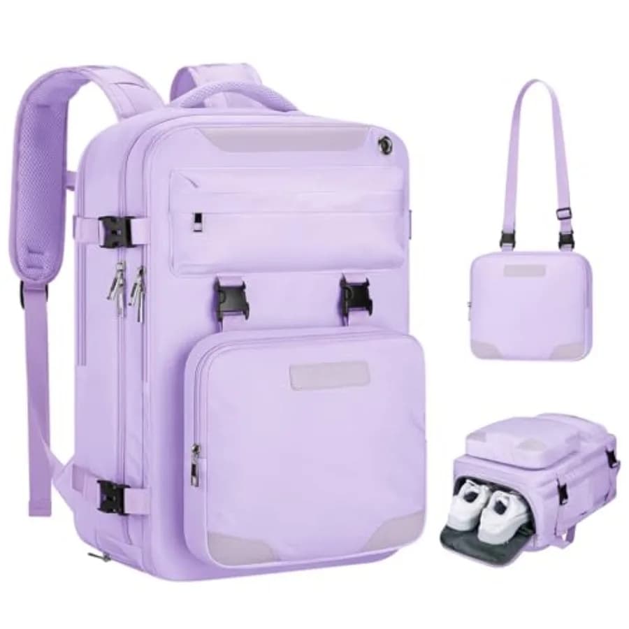 Women's and Men's Travel Backpack 25L, 15.6 Inch Laptop Backpack, Waterproof, Hand Baggage for Aircraft with Stackable compartment