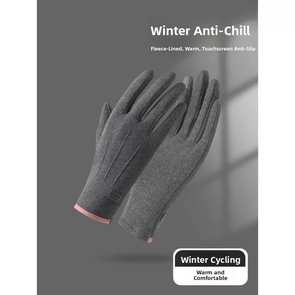 Women's Touchscreen Cycling Gloves, Subtles, Winters, Lining in Pile, Windproof, Guide and Cycling