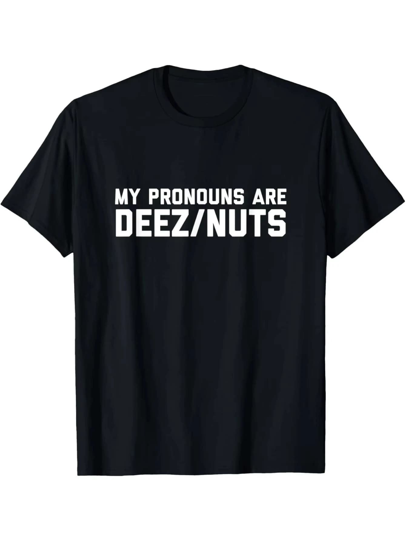 T-shirt da uomo in cotone, "Identify As Deez Nuts" Sarcasm Meme T-shirt oversize a maniche corte stile sportivo casual