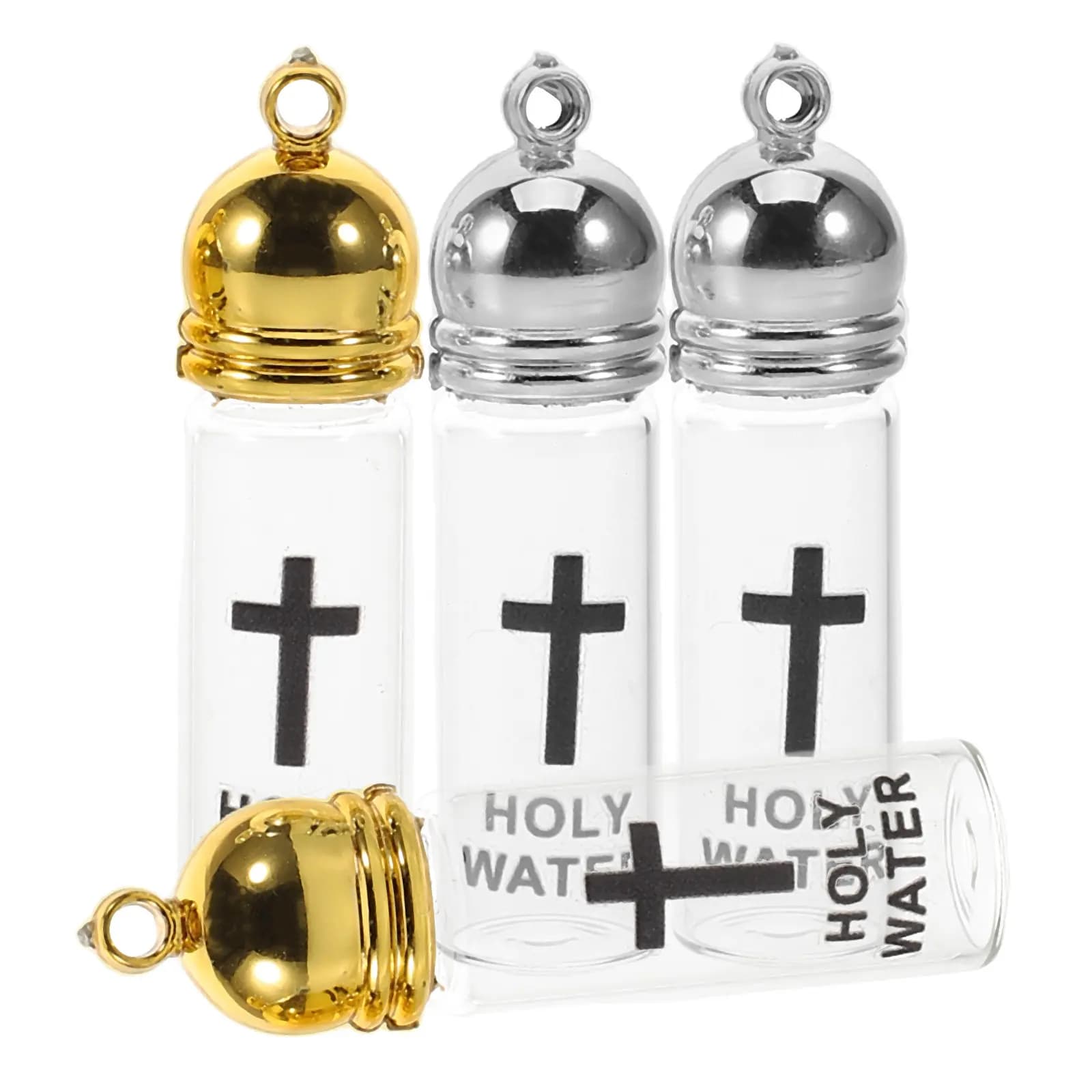 4Pcs Holy Water Bottles Glass Christian Baptism Ritual Decoration Bulk Empty Container Mini Sacred Water Holder Set