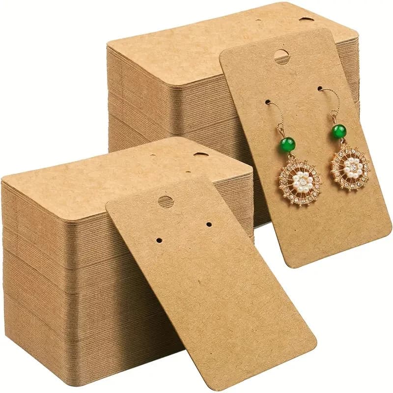 Etichette per esposizione di gioielli da 50/100 pezzi, schede per esposizione di orecchini di carta - Supporti per chiodi e orecchini a cerchio fai-da-te, forniture per imballaggio