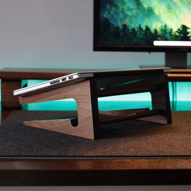 Custom Laptop Stand Walnut Wood Height Increasing Storage Bracket Magic Keyboard Holder Base Stand Laptop Accessory Gift