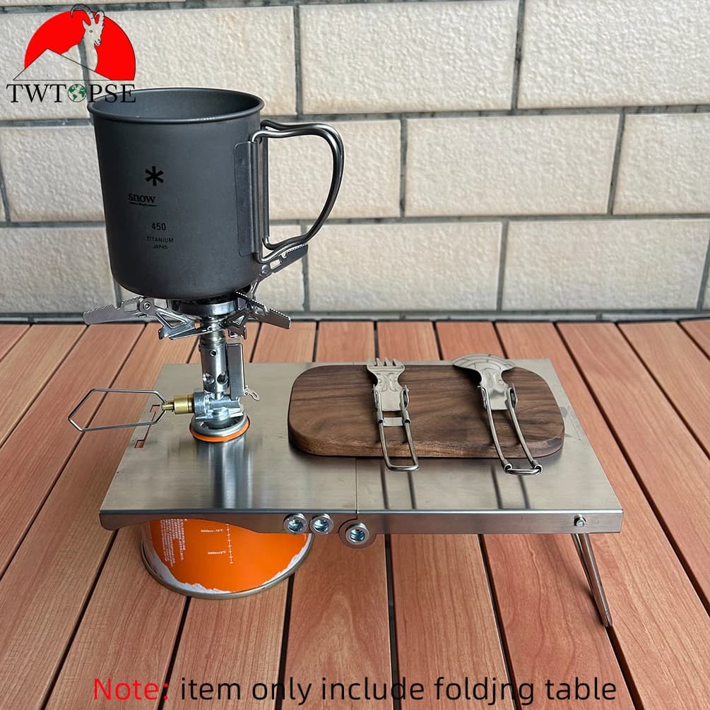 TWTOPSE Stainless steel folding table for SOTO SOD320 MSR Pocket Rocket FMS-300T BRS-3000T Stufa 380g camping folding table